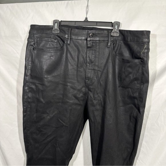 NEW $185 GOOD AMERICAN [‎ PLUS 24 ] Good Legs Coated Skinny Jeans in Black - Picture 4 of 16